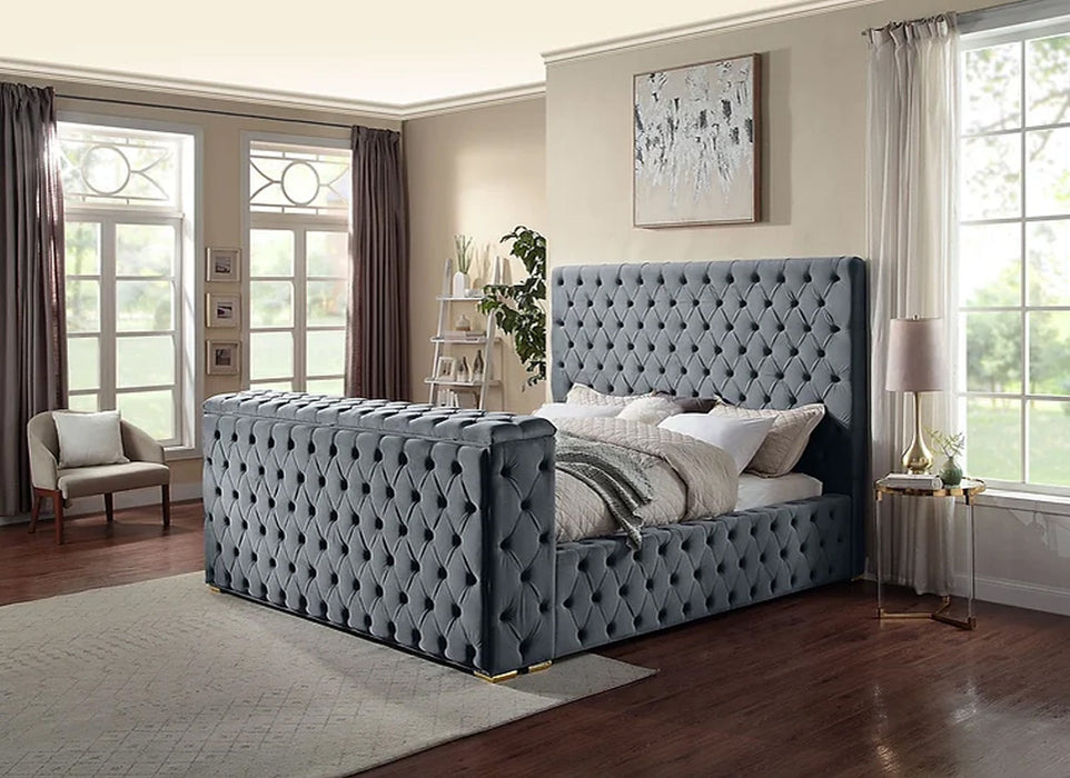 Cannes King Grey Platform TV Bed