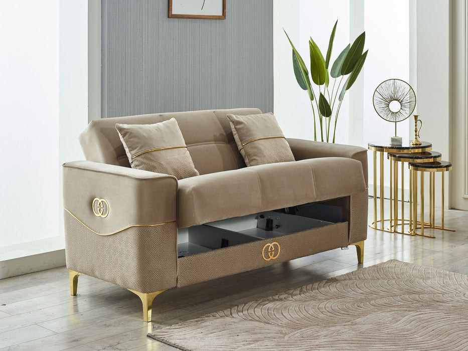 Clara 77" Wide Square Arm Convertible Loveseat
