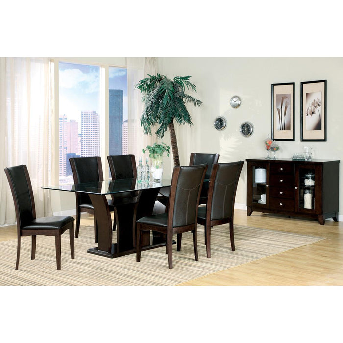 Daisy Rectangular Glass Top Dining Room Set In Espresso | Homelegance