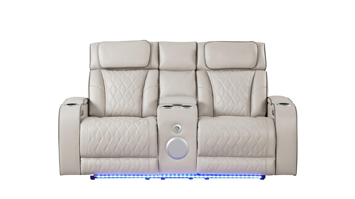 Fortuner Leather Reclining Loveseat with LED Lights