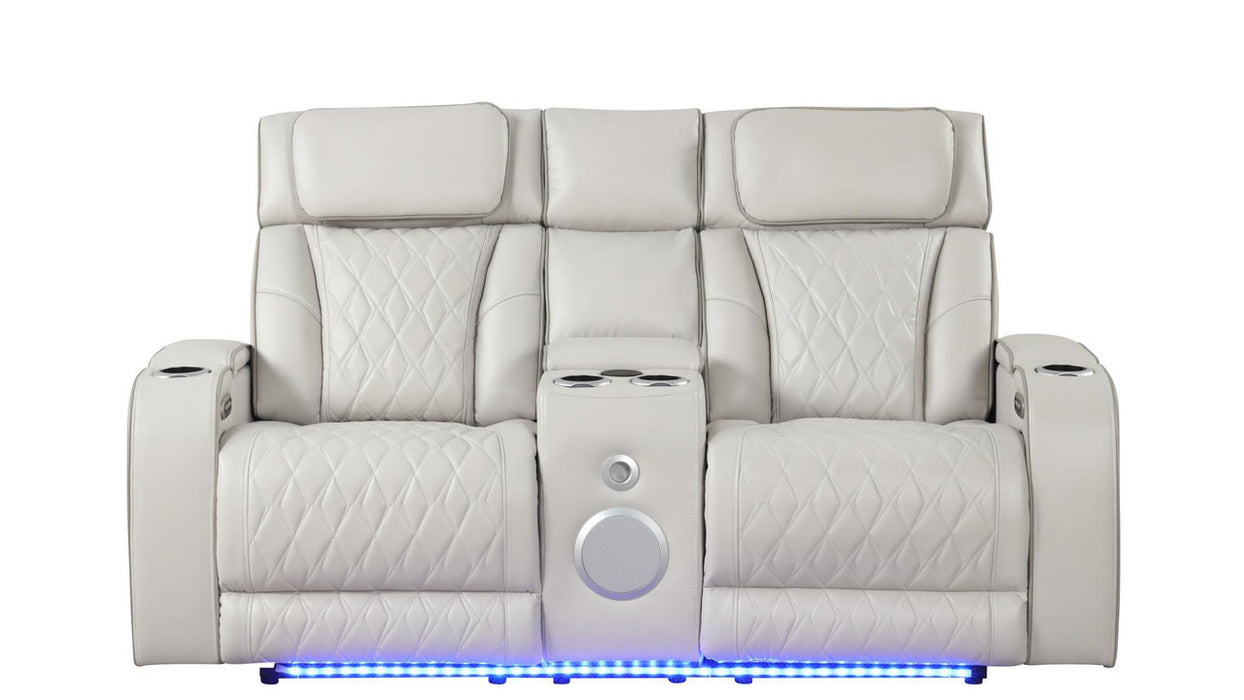 Fortuner Leather Reclining Loveseat with LED Lights