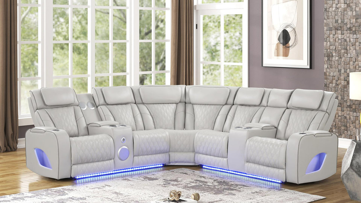 Fortuner Leather Reclining Sectional with LED Lights