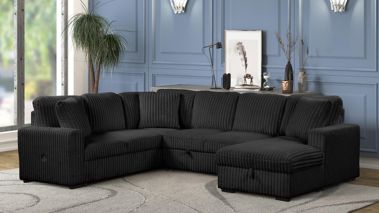 Grande Contemporary Sectional with Chaise in Fabric