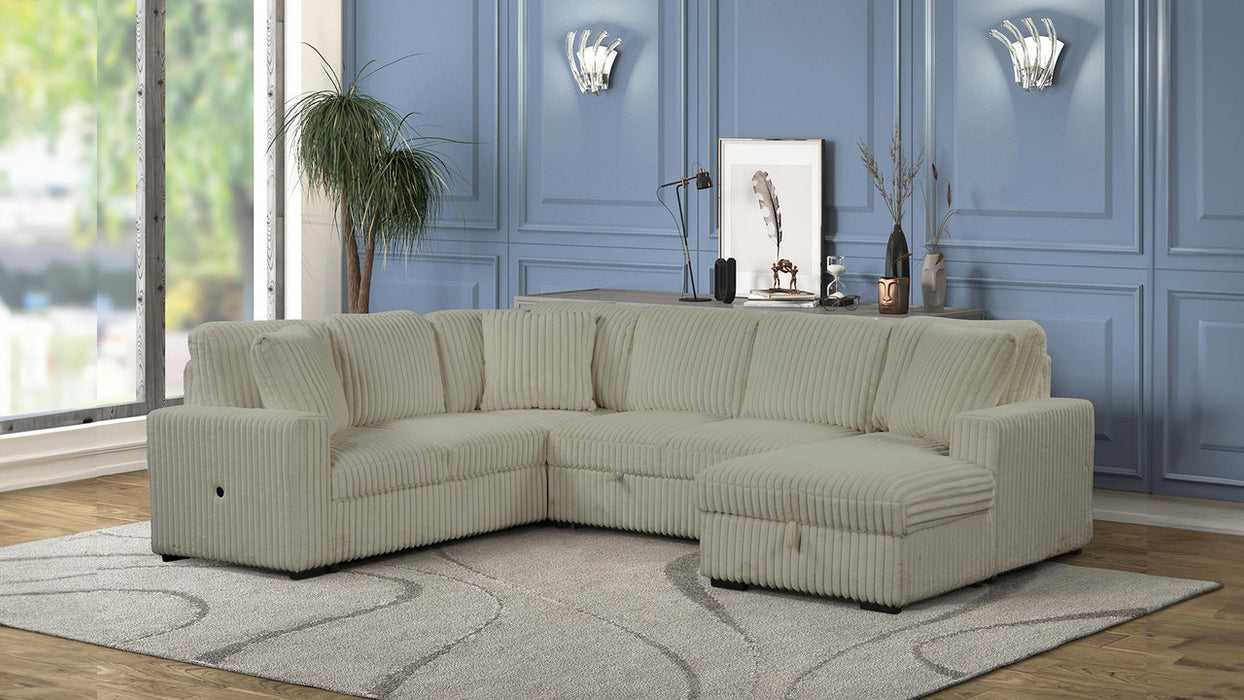 Grande Contemporary Sectional with Chaise in Fabric