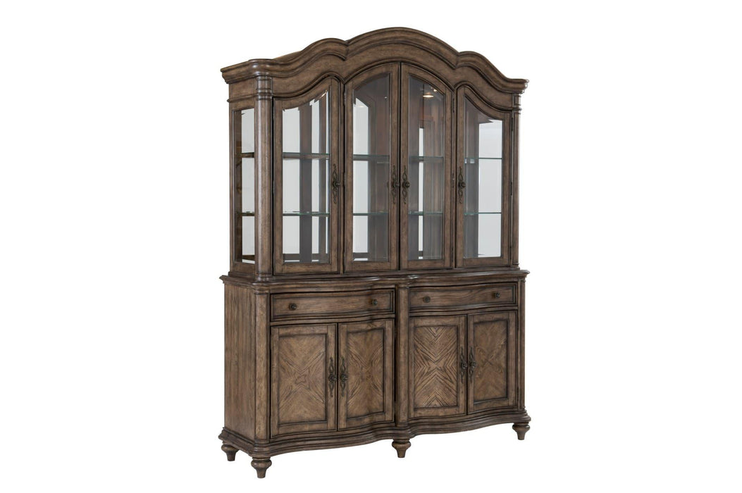 Heath Court China Cabinet In Brown Oak Traditional | Homelegance