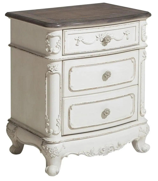 Cinderella Night Stand In Antique White With Grey Rub-Through 1386Nw-4 | Homelegance