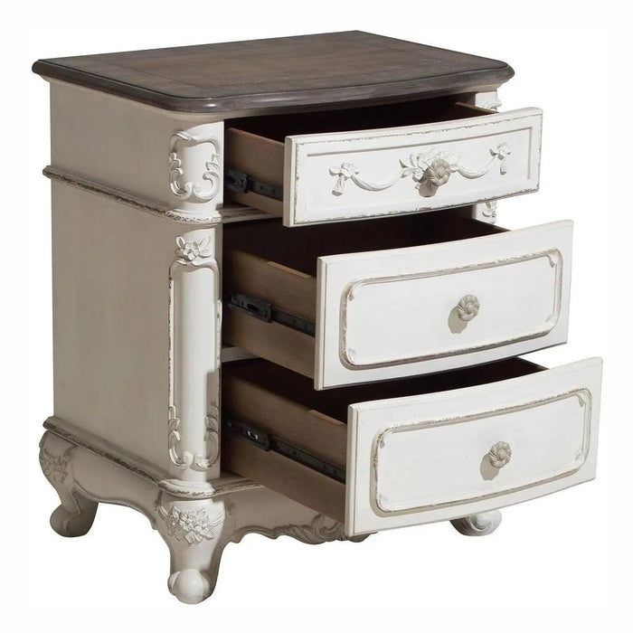 Cinderella Night Stand In Antique White With Grey Rub-Through 1386Nw-4 | Homelegance
