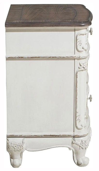 Cinderella Night Stand In Antique White With Grey Rub-Through 1386Nw-4 | Homelegance