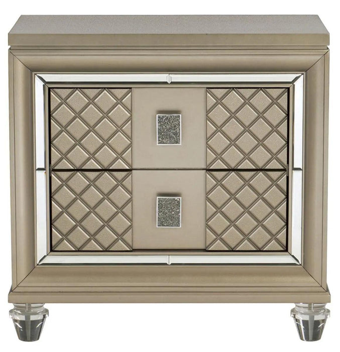 Loudon 2 Drawer Nightstand In Champagne Metallic 1515-4 | Homelegance