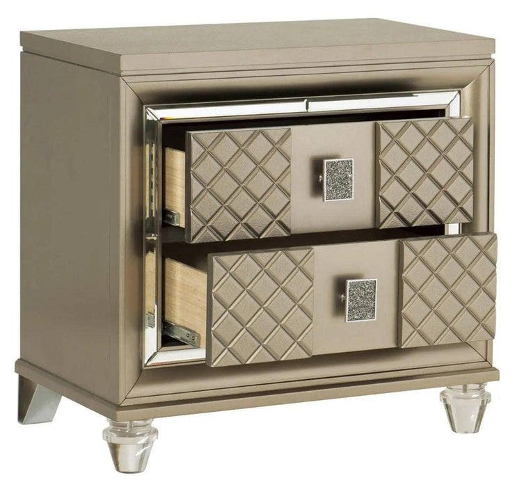 Loudon 2 Drawer Nightstand In Champagne Metallic 1515-4 | Homelegance