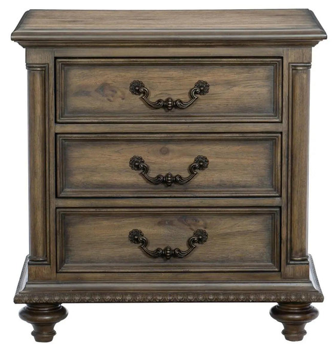 Rachelle 3 Drawer Nightstand In Weathered Pecan 1693-4 | Homelegance