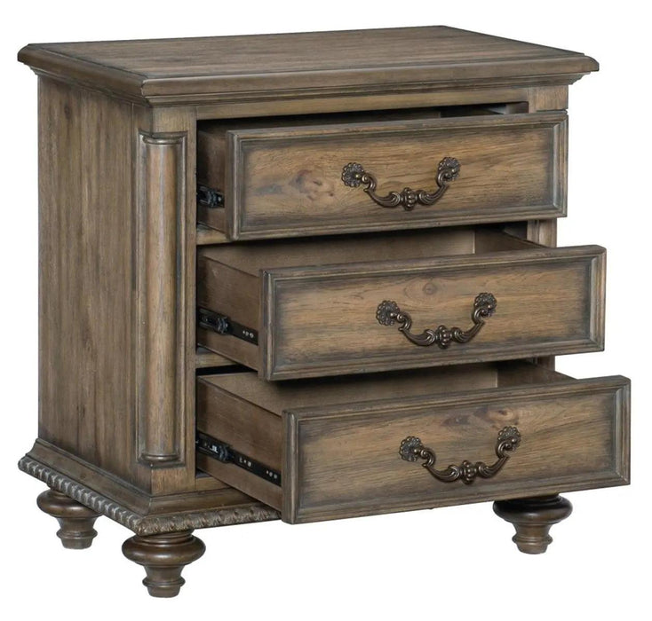 Rachelle 3 Drawer Nightstand In Weathered Pecan 1693-4 | Homelegance