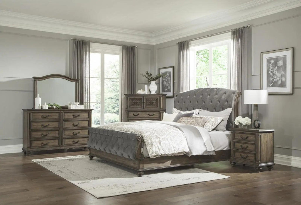 Rachelle 3 Drawer Nightstand In Weathered Pecan 1693-4 | Homelegance