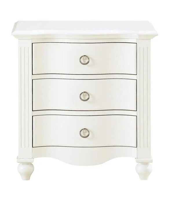 Meghan 3 Drawer Nightstand In White 2058Wh-4 | Homelegance