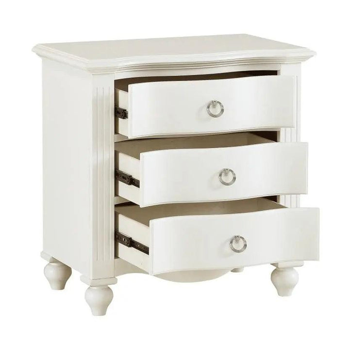 Meghan 3 Drawer Nightstand In White 2058Wh-4 | Homelegance