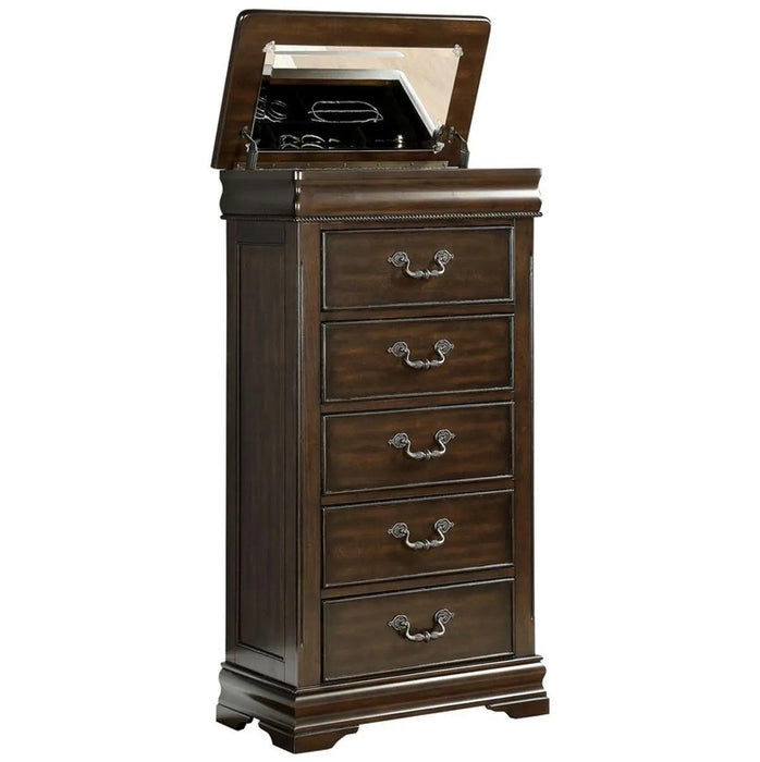 Mont Belvieu Lift-Top Lingerie Chest In Dark Cherry 1869-12 | Homelegance