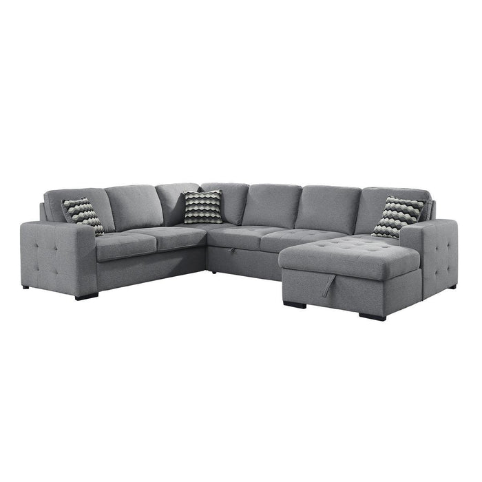 Solomon 4-Piece Sectional With Pull-Out Bed And Hidden Storage 9313Gy-42Lrc | Homelegance