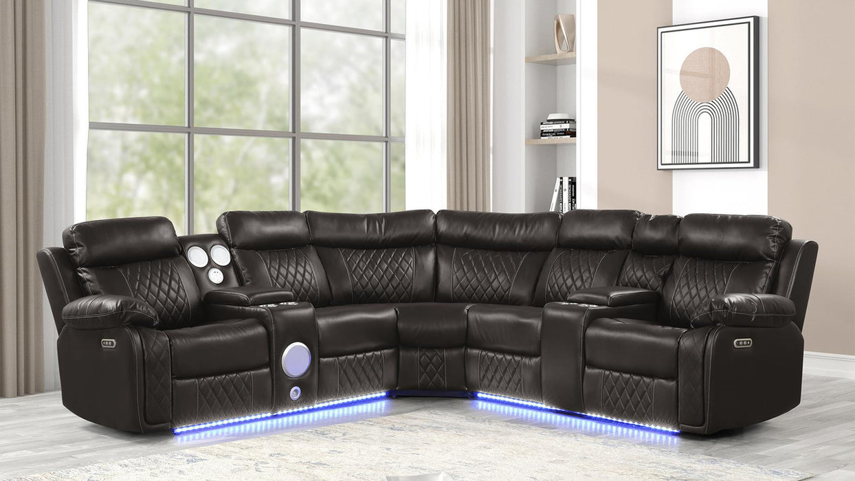 Lacrosse LED Power Reclining Sectional with Cup Holders and USB Ports