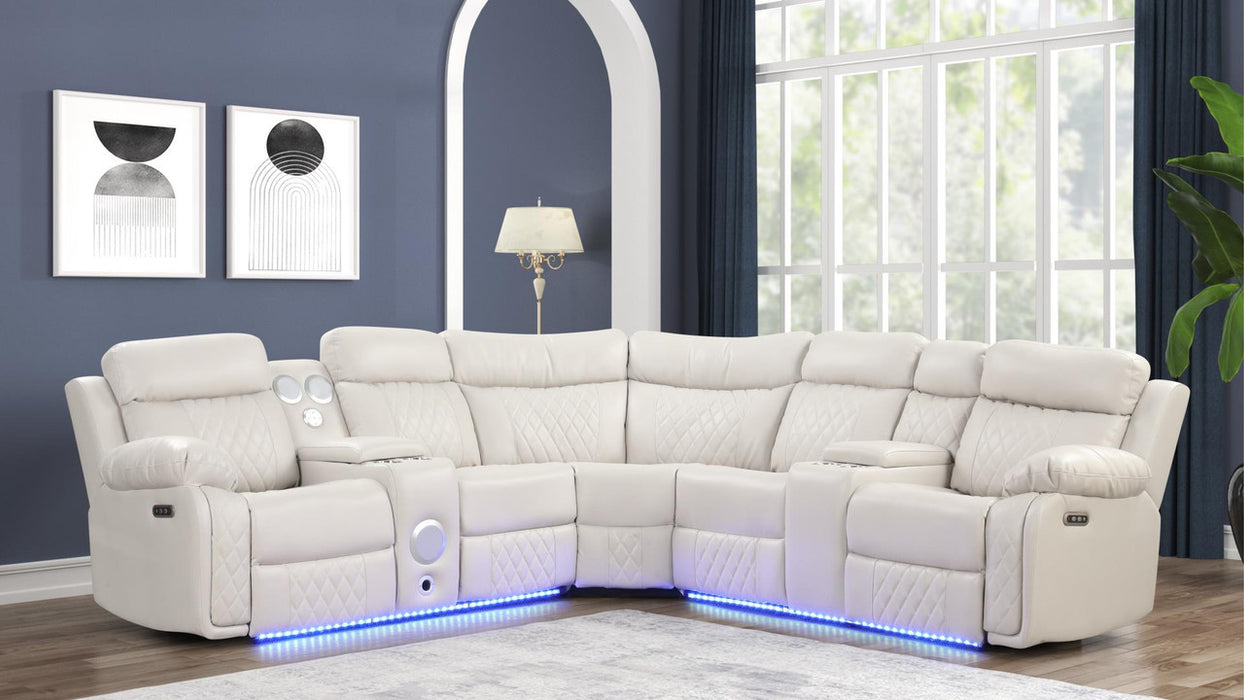 Lacrosse LED Power Reclining Sectional with Cup Holders and USB Ports