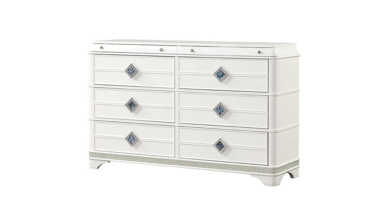 Laguna 6-Drawer Wood Veneer Dresser in White