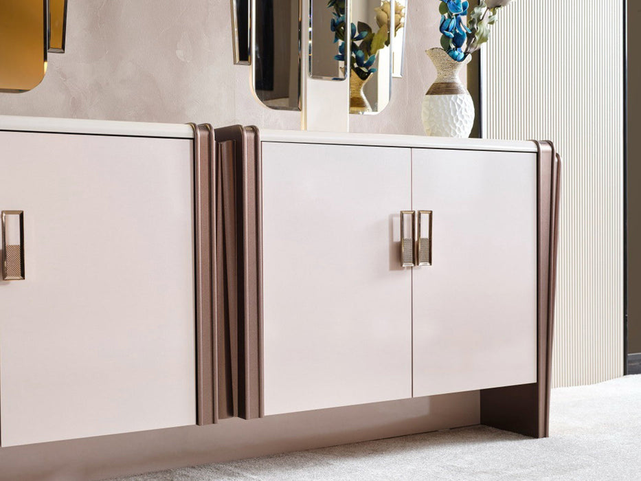 Nirvana Kanss 92" Wide 4 Door Buffet With Mirror