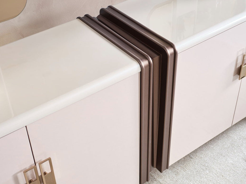 Nirvana Kanss 92" Wide 4 Door Buffet With Mirror