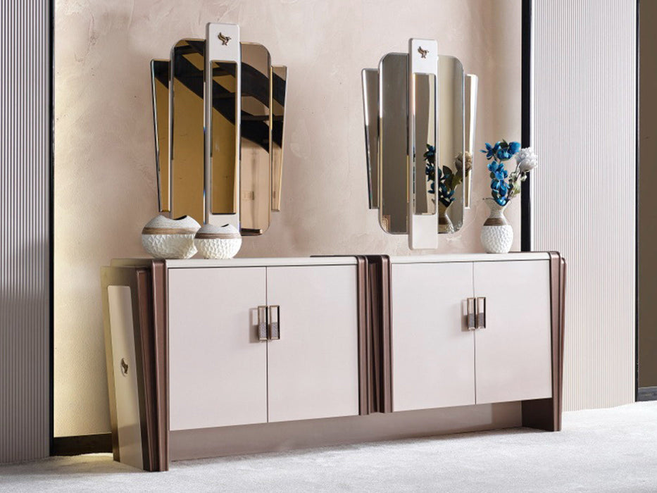 Nirvana Kanss 92" Wide 4 Door Buffet With Mirror