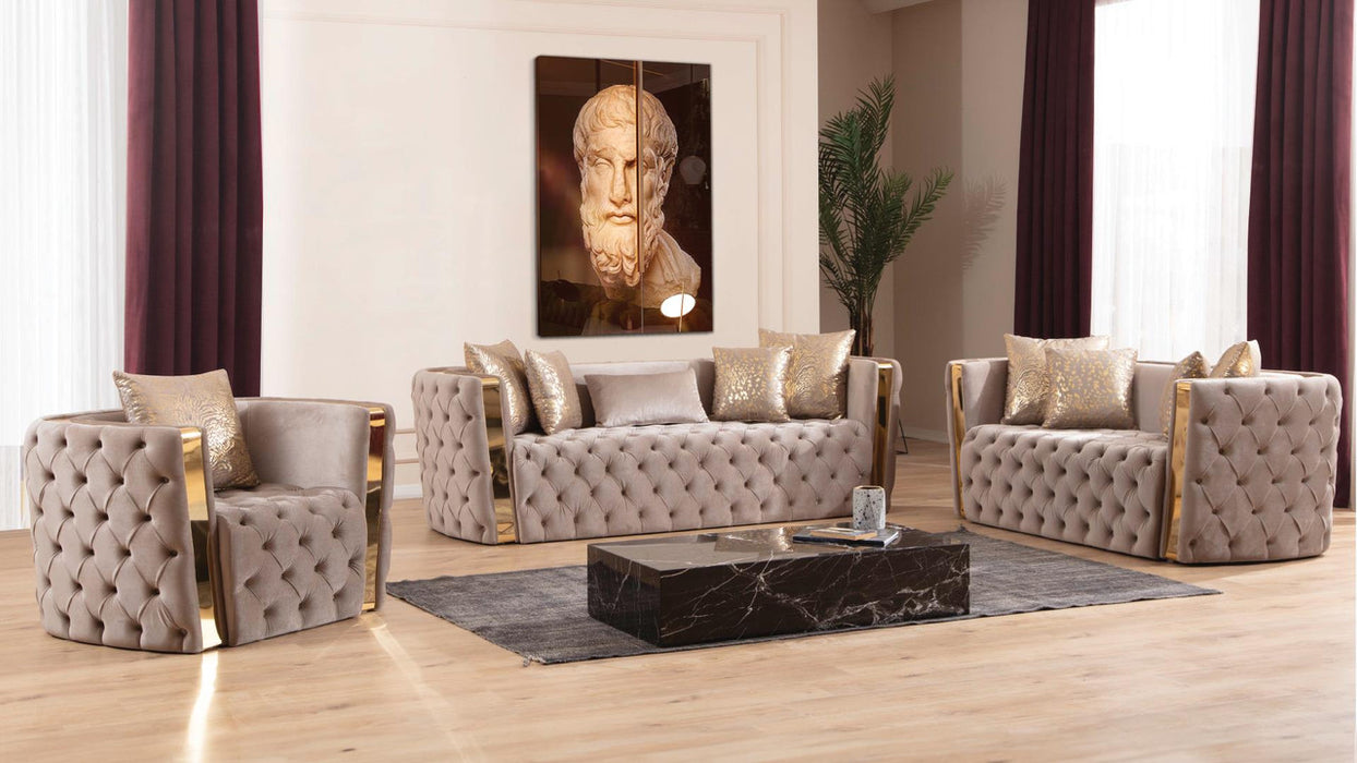 Naomi Living Room Set In Tufted Velvet