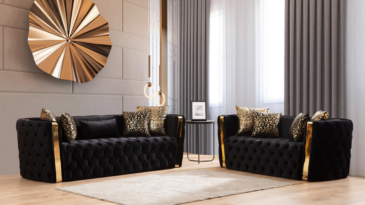 Naomi Living Room Set In Tufted Velvet