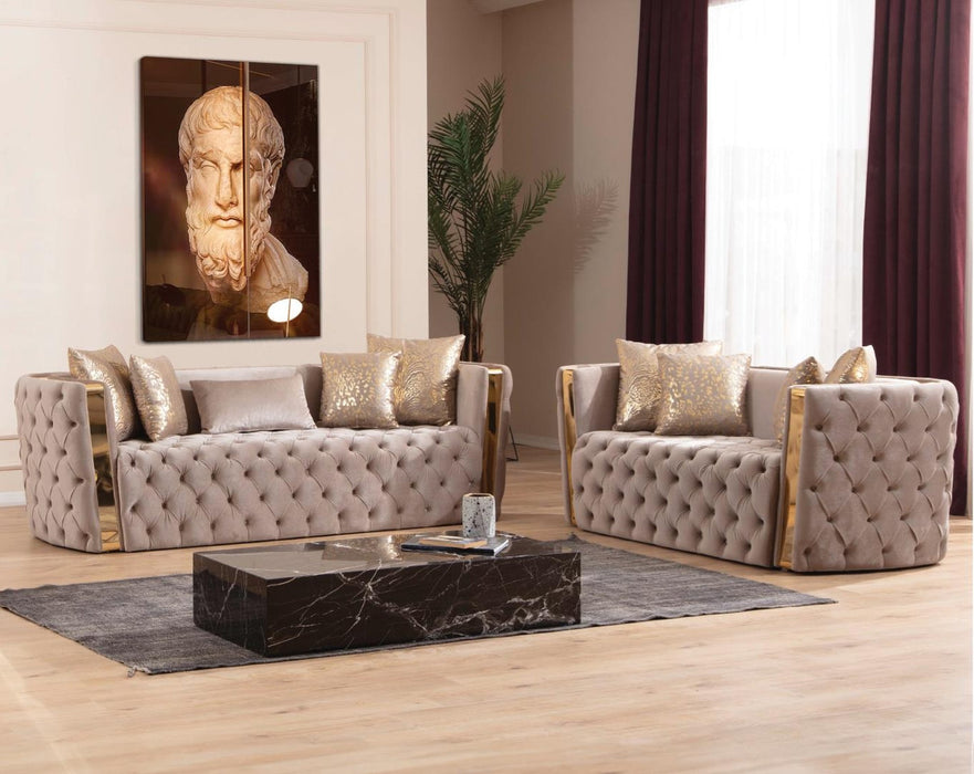 Naomi Living Room Set In Tufted Velvet
