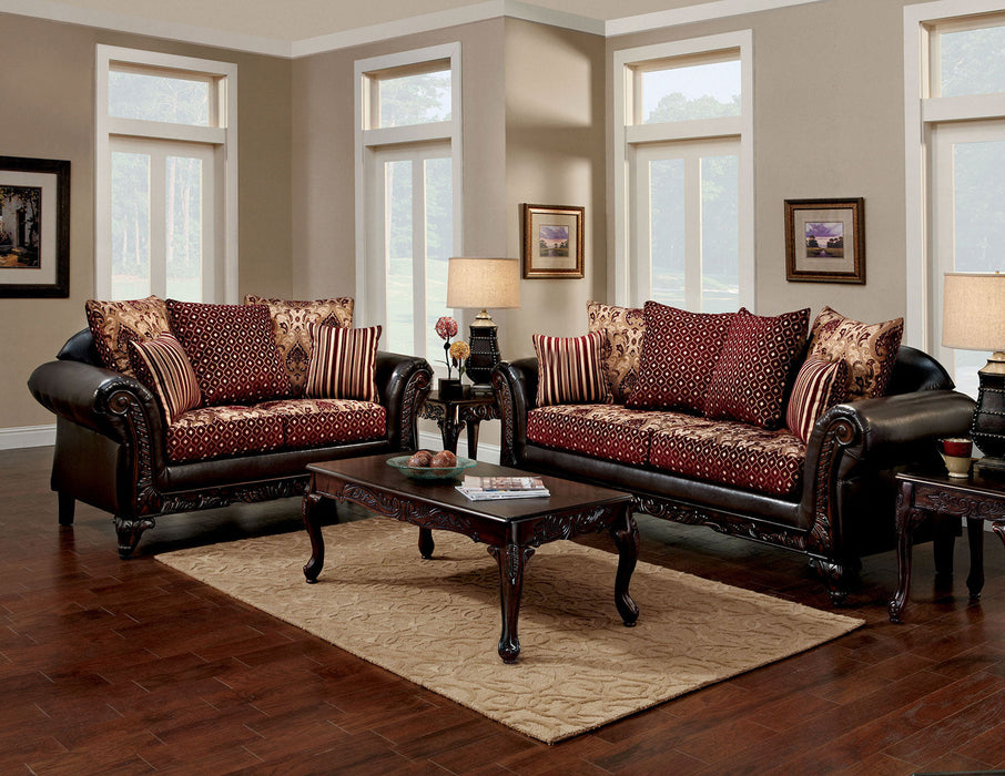 Ellis Burgundy/Brown/Dark Cherry Sofa