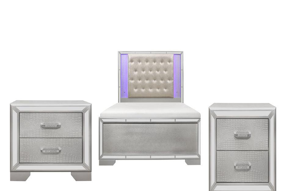 Aveline 3 Piece Queen Bedroom Set In Silver 1428Sv-1*3 | Homelegance