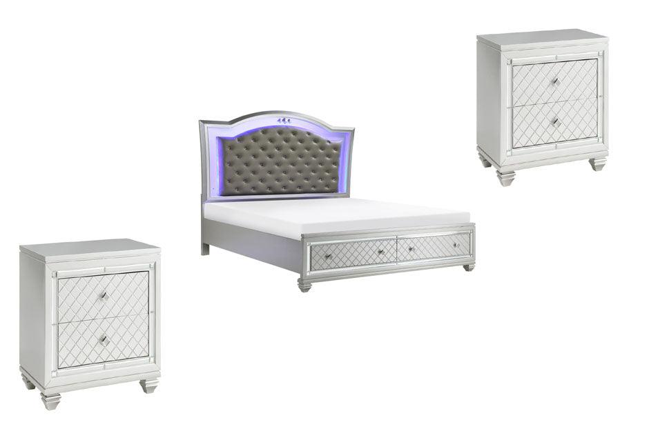 Leesa 3 Piece Queen Platform Bedroom Set In Silver 1430-1*3 | Homelegance