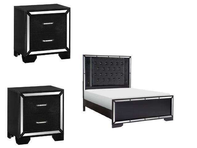 Aveline 3 Piece Queen Bedroom Set In Black 1428Bk-1*3 | Homelegance