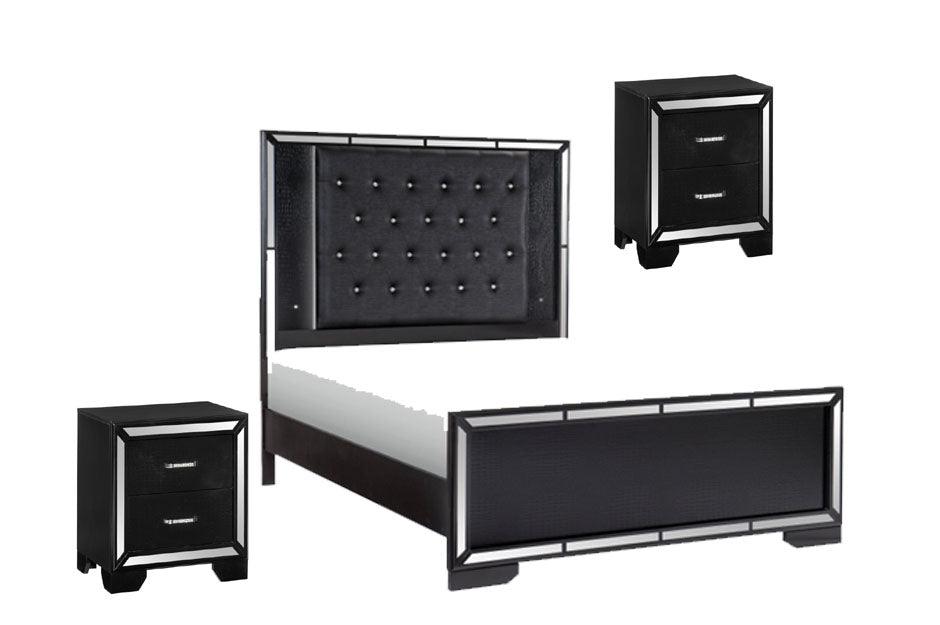Aveline 3 Piece Eastern King Bedroom Set In Black 1428Bkk-1Ek*3 | Homelegance