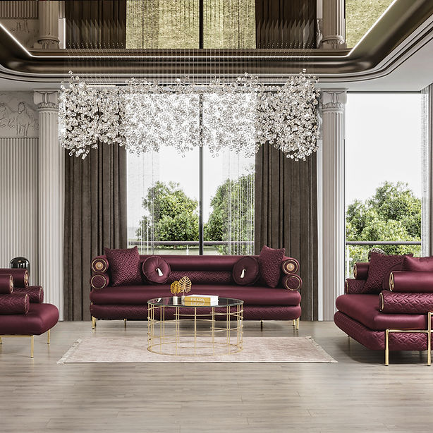 ZETA SOFA & LOVESEAT BURGANDY