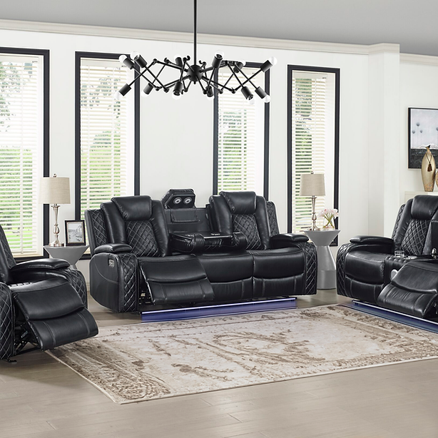 2226 BLACK SOFA&LOVESEAT