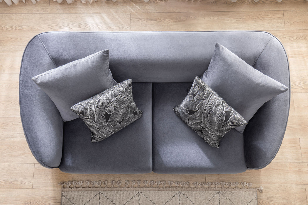 Angela Gray Velvet Sofa Living Room Set