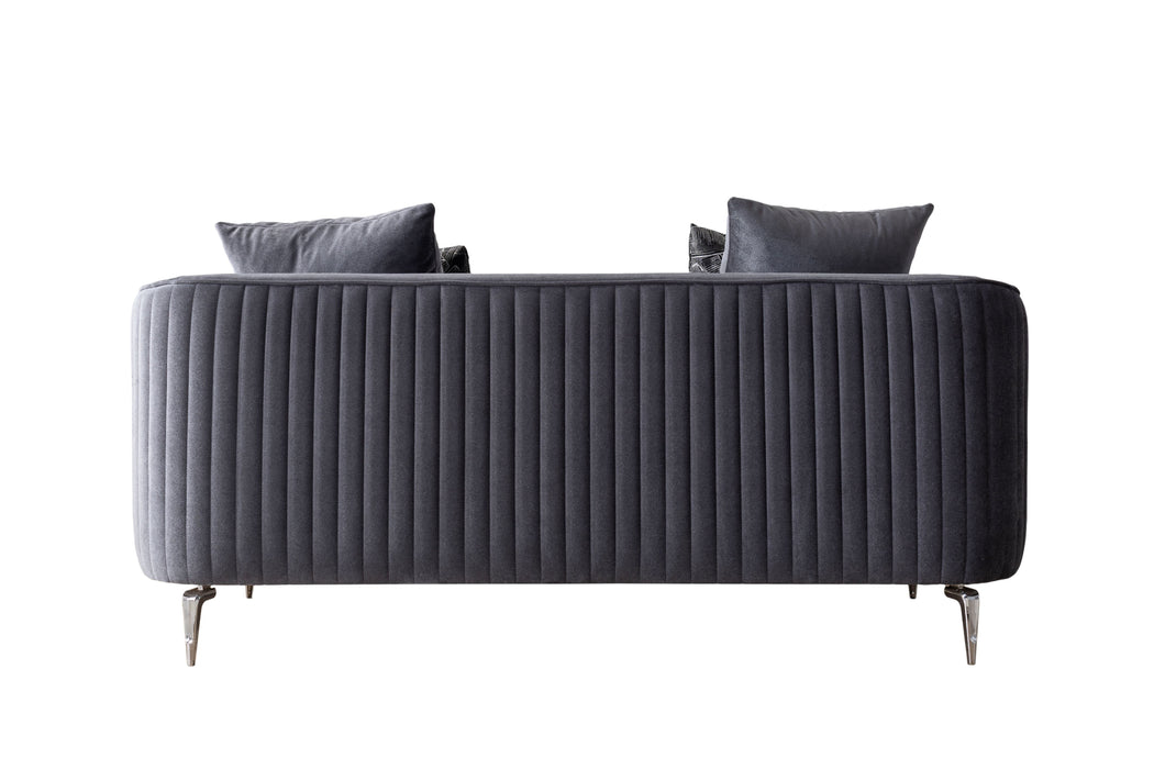 Angela Gray Velvet Sofa Living Room Set