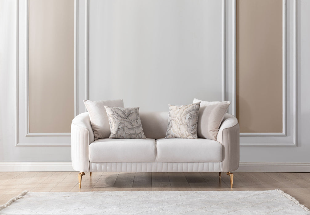 Angela Ivory Velvet Living Room Set