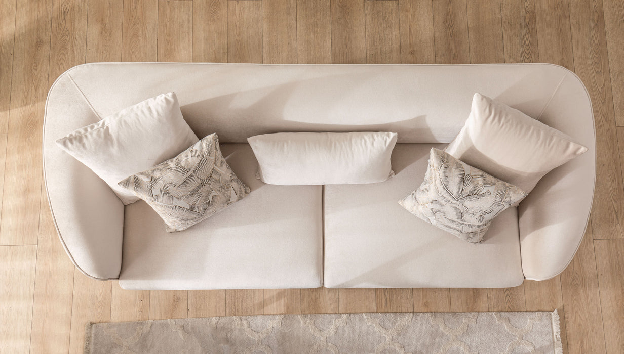 Angela Ivory Velvet Living Room Set