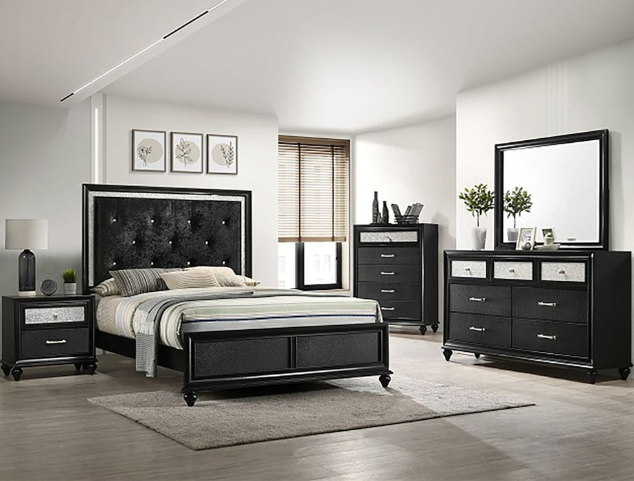 Crown Mark Furniture Lila King Upholstered Panel Bed in Black B4398-K