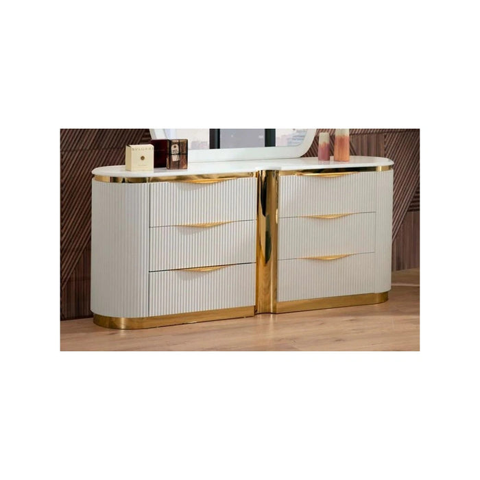 Laura 6-Drawer Wood Veneer Dresser in White