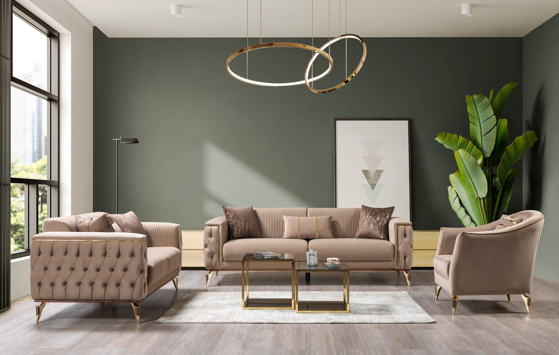 Belinda Coffee Velvet Sofa & Loveseat