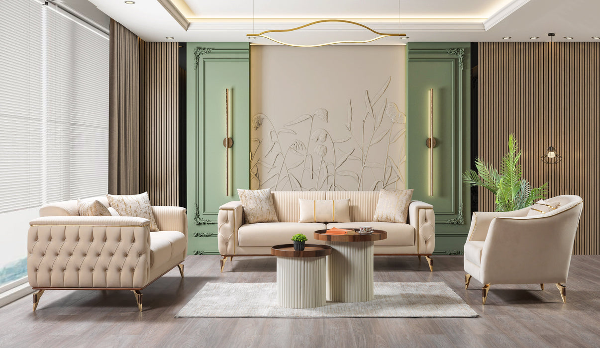 Belinda Ivory Velvet Sofa & Loveseat
