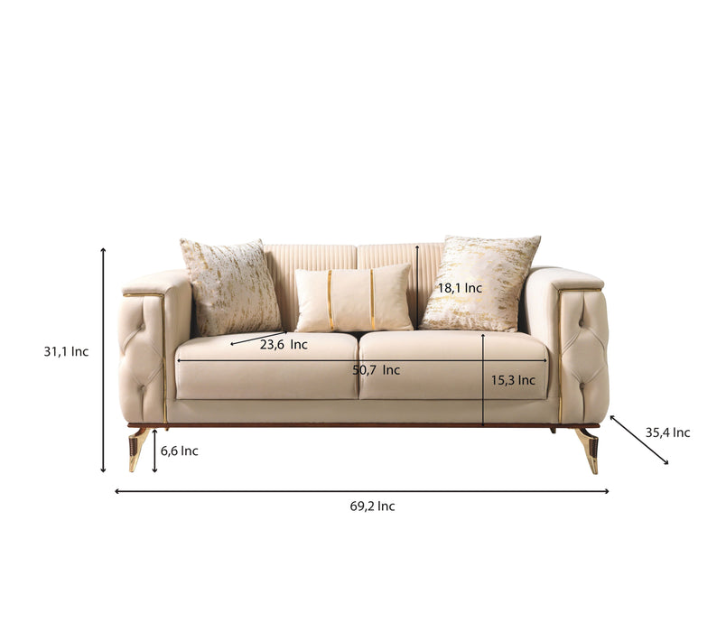 Belinda Ivory Velvet Sofa & Loveseat