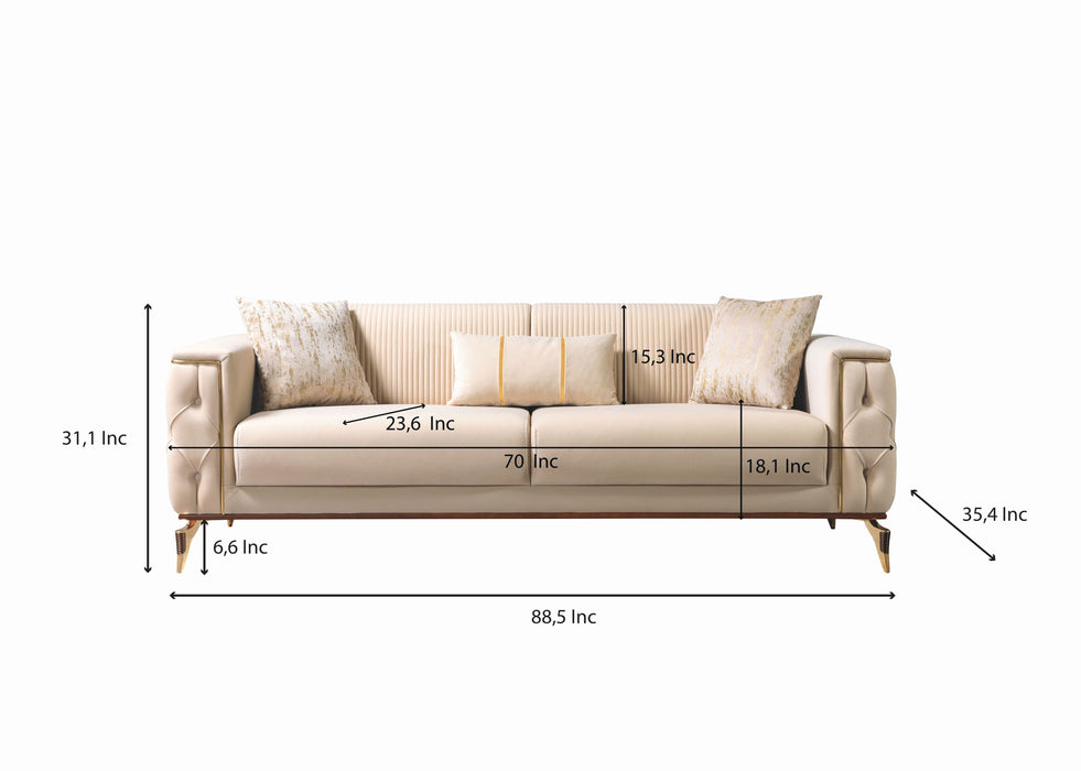Belinda Ivory Velvet Sofa & Loveseat