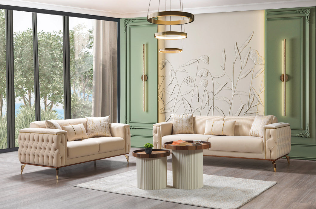 Belinda Ivory Velvet Sofa & Loveseat