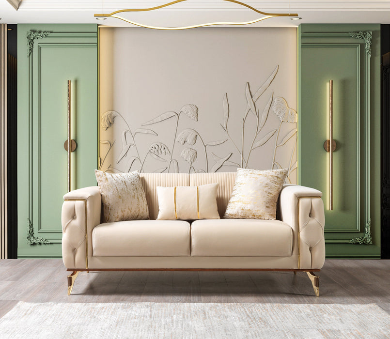 Belinda Ivory Velvet Sofa & Loveseat