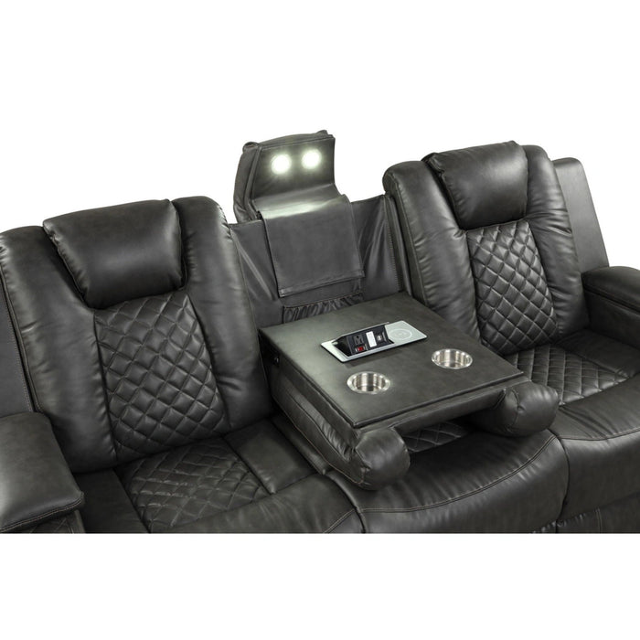 Benz Faux Leather Power Reclining Loveseat with Bluetooth Speaker, LED Lighting & USB Charger